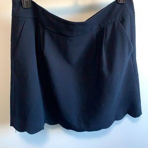 Loft Navy Scalloped Hem Mini Skirt